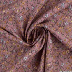 Popeline Lison style Liberty à motifs fleurs vieux rose - OEKO TEX