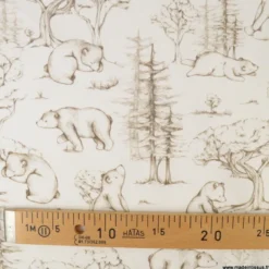 Popeline Ours de la foret magique fond blanc -OEKO TEX