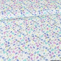 Popeline Paula style Liberty coloris bleu et parme - OEKO TEX