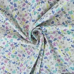 Popeline Paula style Liberty coloris bleu et parme - OEKO TEX