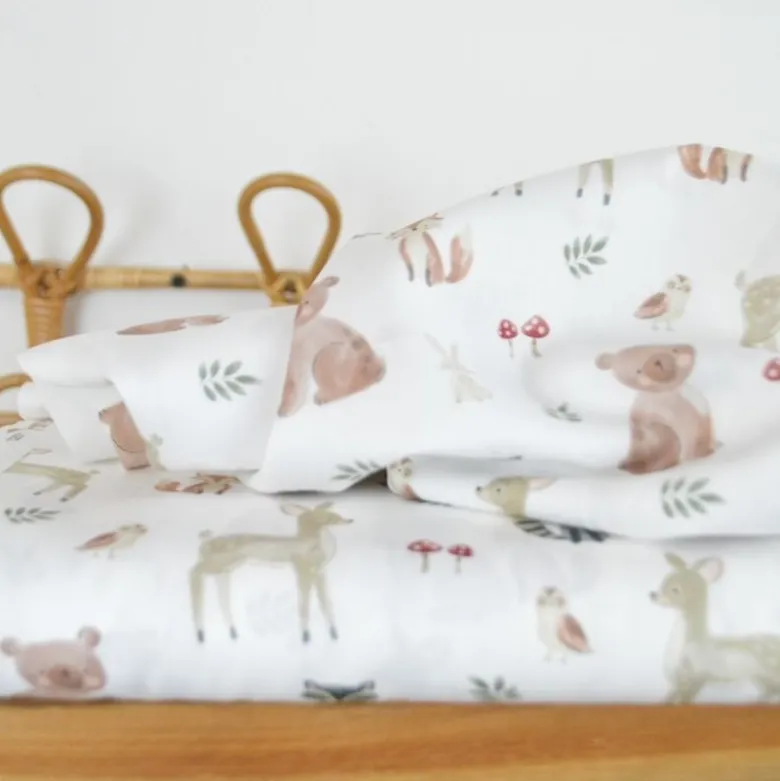 Popeline Poppy motif animaux de la foret fond blanc - OEKO TEX