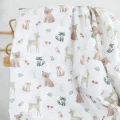 Popeline Poppy motif animaux de la foret fond blanc - OEKO TEX