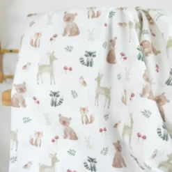 Popeline Poppy motif animaux de la foret fond blanc - OEKO TEX
