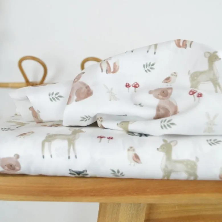 Popeline Poppy motif animaux de la foret fond blanc - OEKO TEX