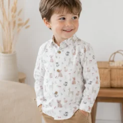 Popeline Poppy motif animaux de la foret fond blanc - OEKO TEX