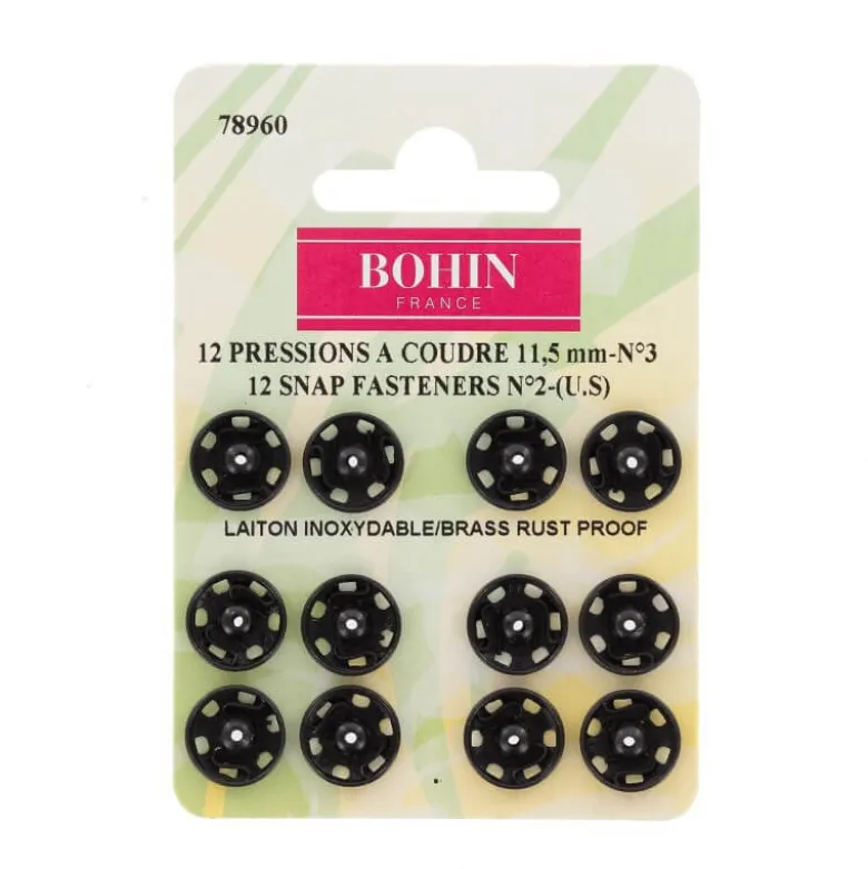Pressions à coudre 11.5mm Noir - Bohin