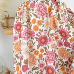 Pul contact alimentaire motif fleurs Élisabeth prune et orange