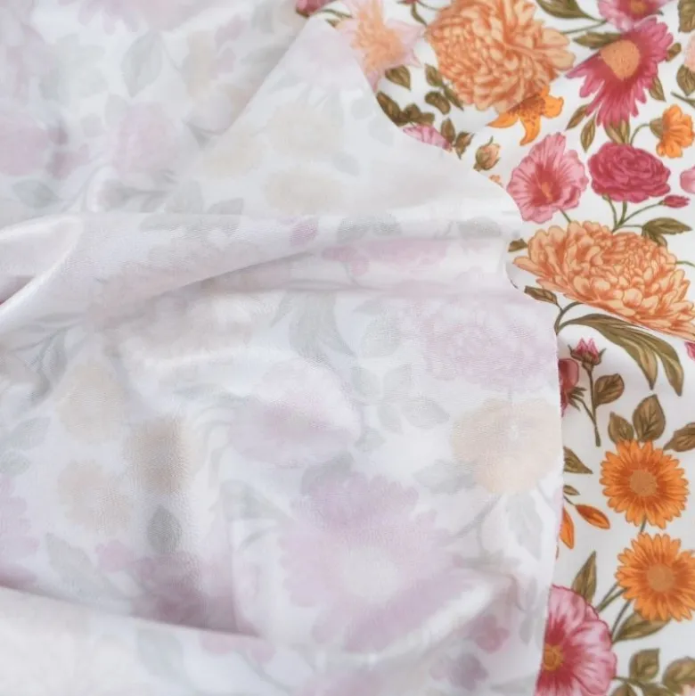 Pul contact alimentaire motif fleurs Élisabeth prune et orange