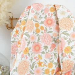 Pul contact alimentaire motif fleurs Élisabeth rose et beige