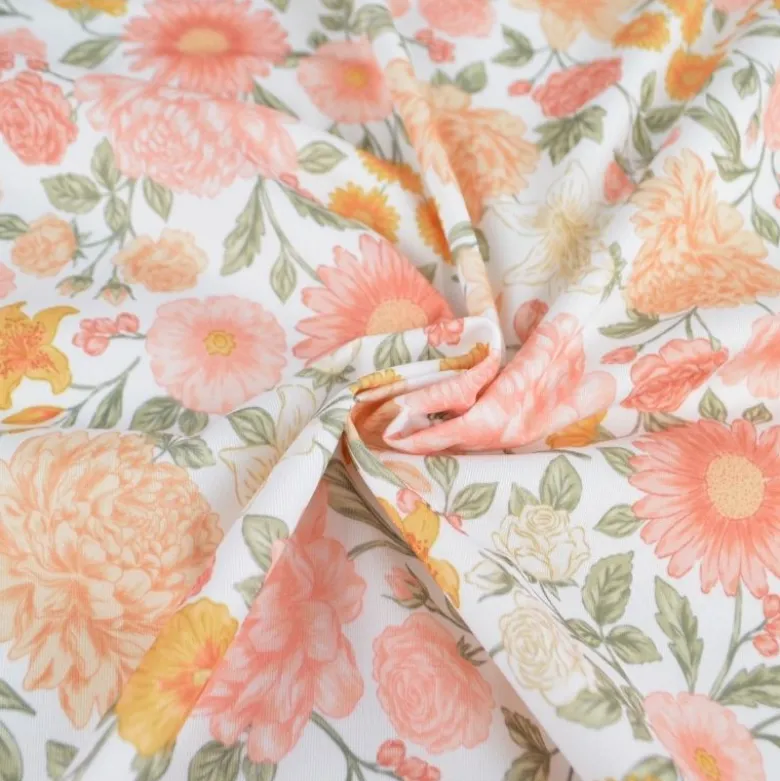 Pul contact alimentaire motif fleurs Élisabeth rose et beige