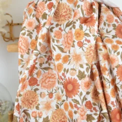 Pul contact alimentaire motif fleurs Élisabeth orange et kaki