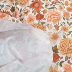 Pul contact alimentaire motif fleurs Élisabeth orange et kaki