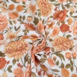 Pul contact alimentaire motif fleurs Élisabeth orange et kaki