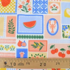 Pul contact alimentaire motifs Patchwork bleu et jaune - motif exclusif