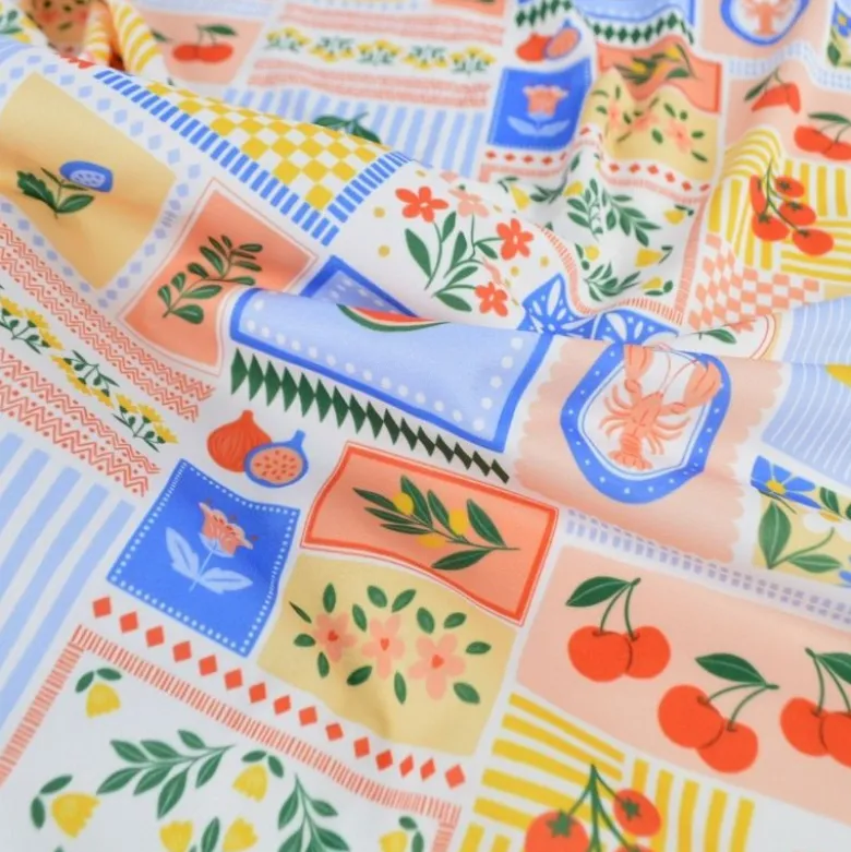 Pul contact alimentaire motifs Patchwork bleu et jaune - motif exclusif