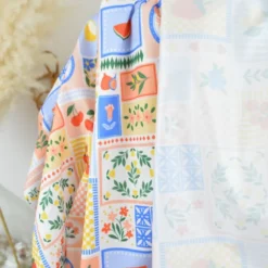 Pul contact alimentaire motifs Patchwork bleu et jaune - motif exclusif