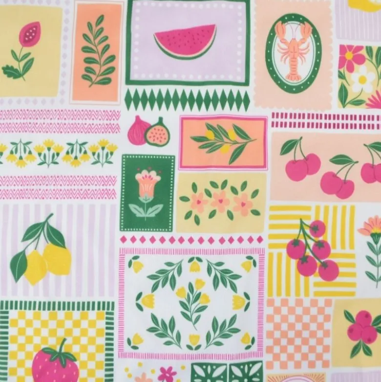 Pul contact alimentaire motifs Patchwork prune et jaune - motif exclusif