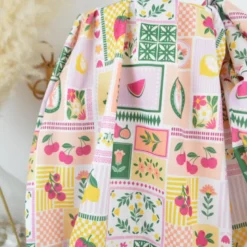 Pul contact alimentaire motifs Patchwork prune et jaune - motif exclusif