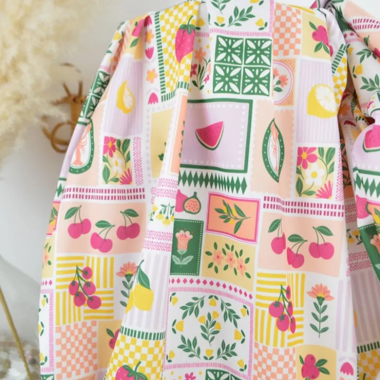 Pul contact alimentaire motifs Patchwork prune et jaune - motif exclusif