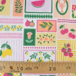 Pul contact alimentaire motifs Patchwork prune et jaune - motif exclusif