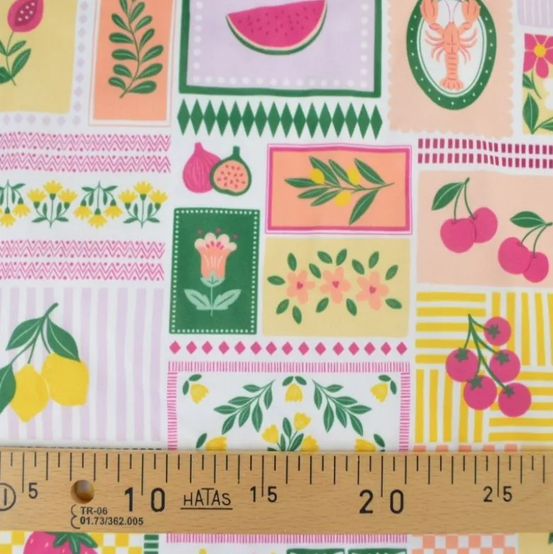 Pul contact alimentaire motifs Patchwork prune et jaune - motif exclusif