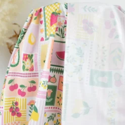 Pul contact alimentaire motifs Patchwork prune et jaune - motif exclusif