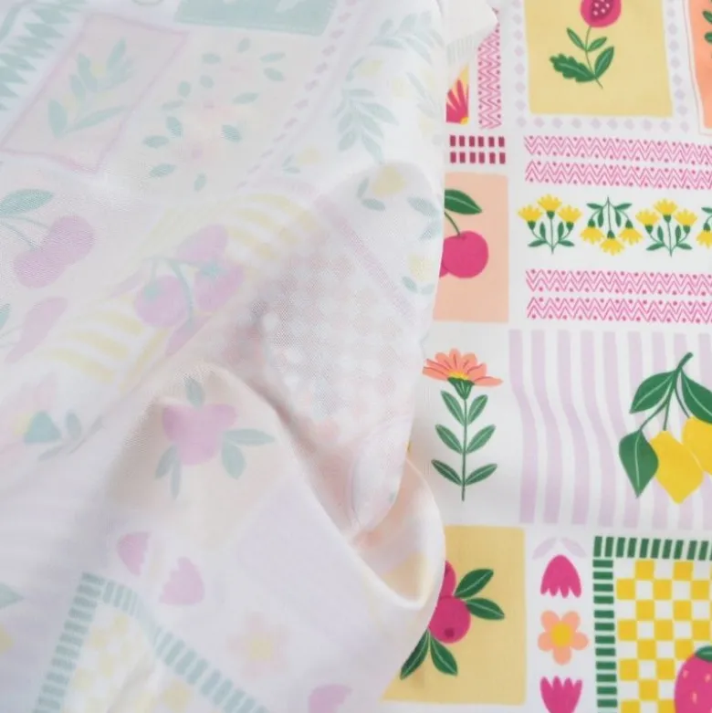 Pul contact alimentaire motifs Patchwork prune et jaune - motif exclusif