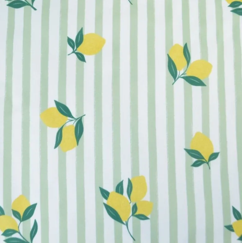 Pul contact alimentaire motifs citrons et rayures vert amande - motif exclusif