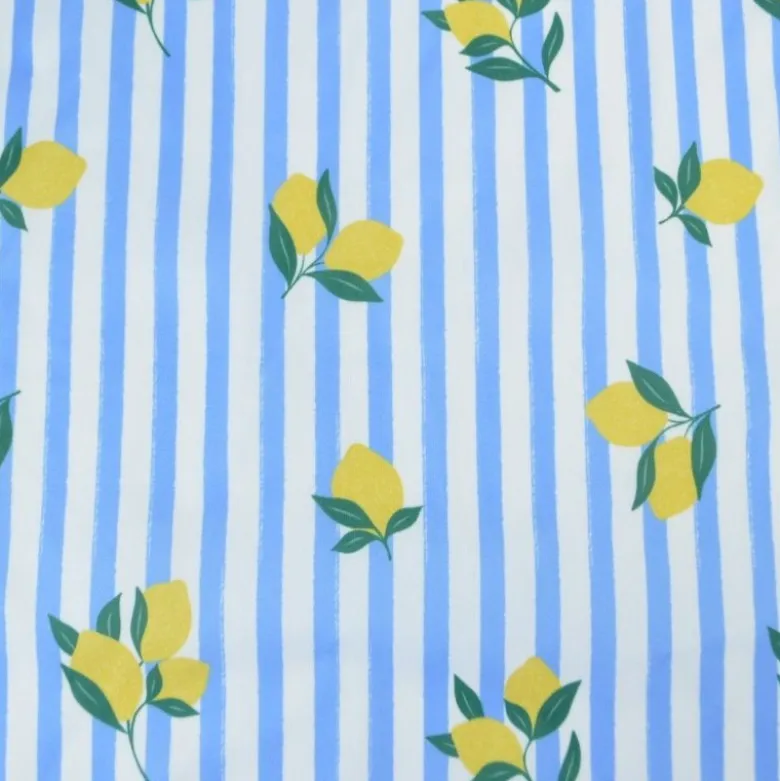 Pul contact alimentaire motifs citrons et rayures bleues - motif exclusif