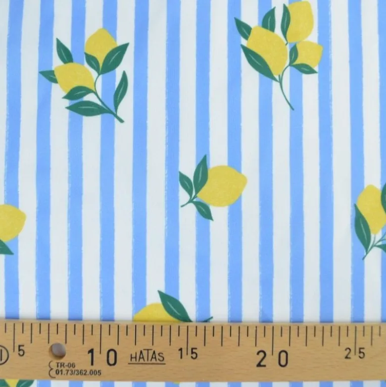 Pul contact alimentaire motifs citrons et rayures bleues - motif exclusif