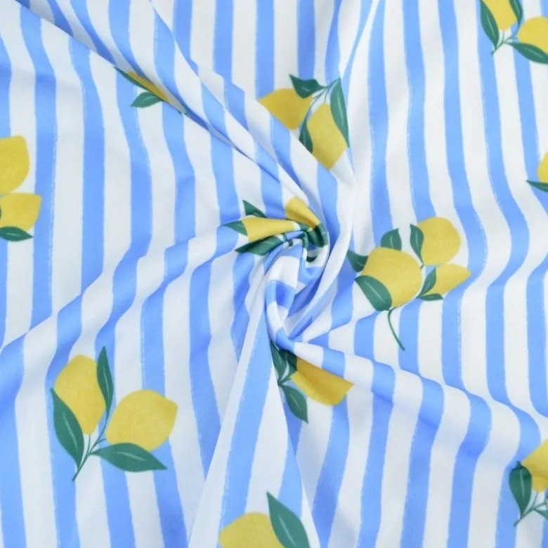 Pul contact alimentaire motifs citrons et rayures bleues - motif exclusif