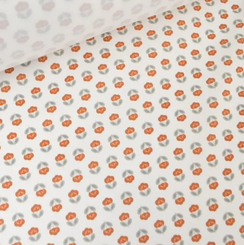 Pul contact alimentaire motifs fleurs vintage terracotta fond blanc - exclusif