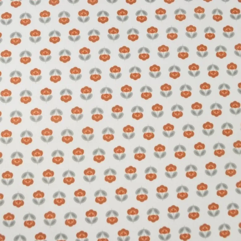 Pul contact alimentaire motifs fleurs vintage terracotta fond blanc - exclusif