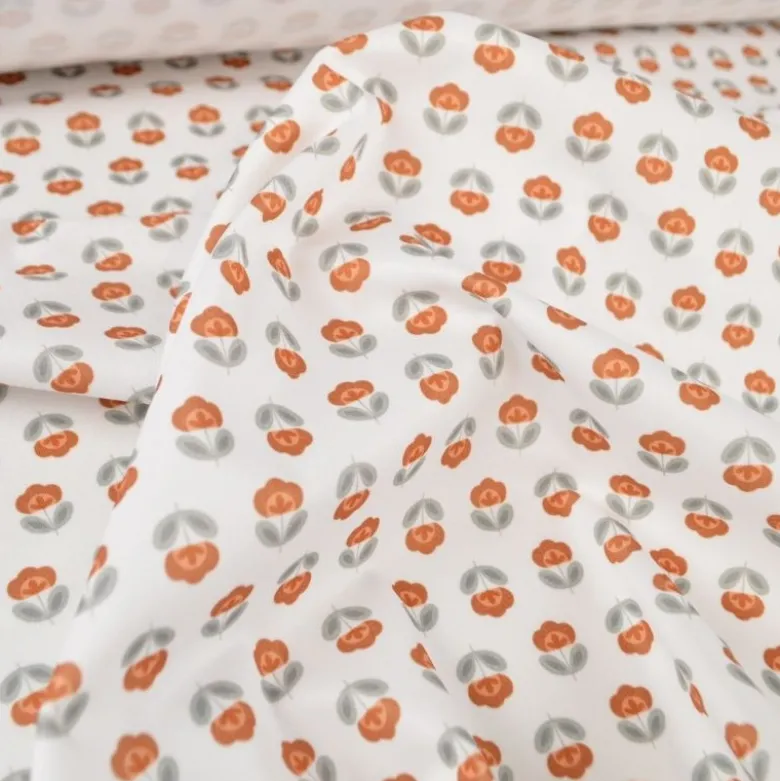 Pul contact alimentaire motifs fleurs vintage terracotta fond blanc - exclusif