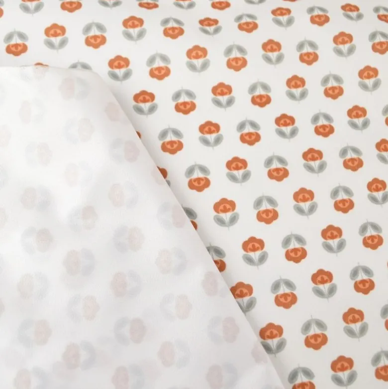 Pul contact alimentaire motifs fleurs vintage terracotta fond blanc - exclusif
