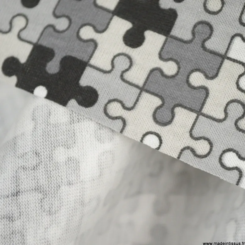 Pul contact alimentaire motifs Puzzle Noir et gris - oeko tex