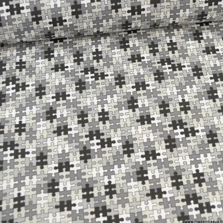 Pul contact alimentaire motifs Puzzle Noir et gris - oeko tex