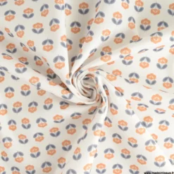 Pul contact alimentaire motifs fleurs vintage bleues fond blanc - motif exclusif