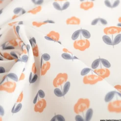 Pul contact alimentaire motifs fleurs vintage bleues fond blanc - motif exclusif