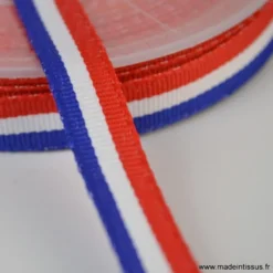 Ruban polyester Bleu blanc rouge Tricolore 10mm