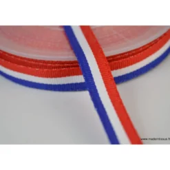 Ruban polyester Bleu blanc rouge Tricolore 10mm