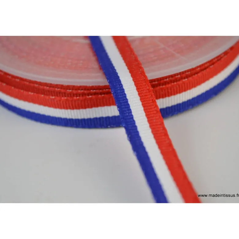 Ruban polyester Bleu blanc rouge Tricolore 10mm