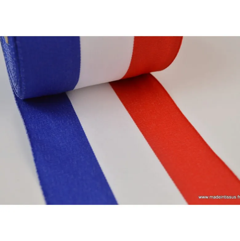 Ruban polyester Bleu blanc rouge Tricolore 10cm