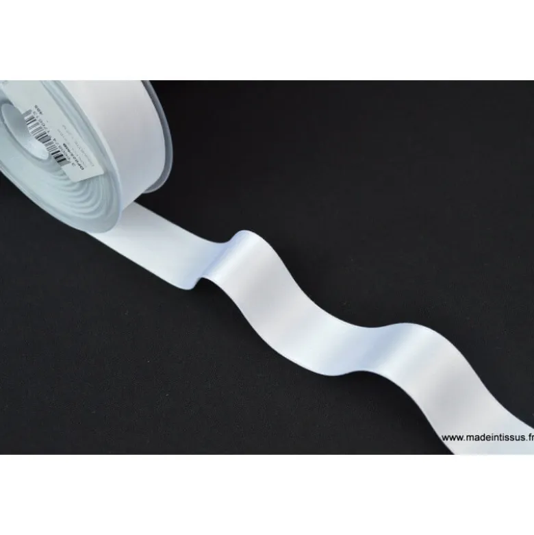Ruban SATIN double face BLANC , 25 mm, .