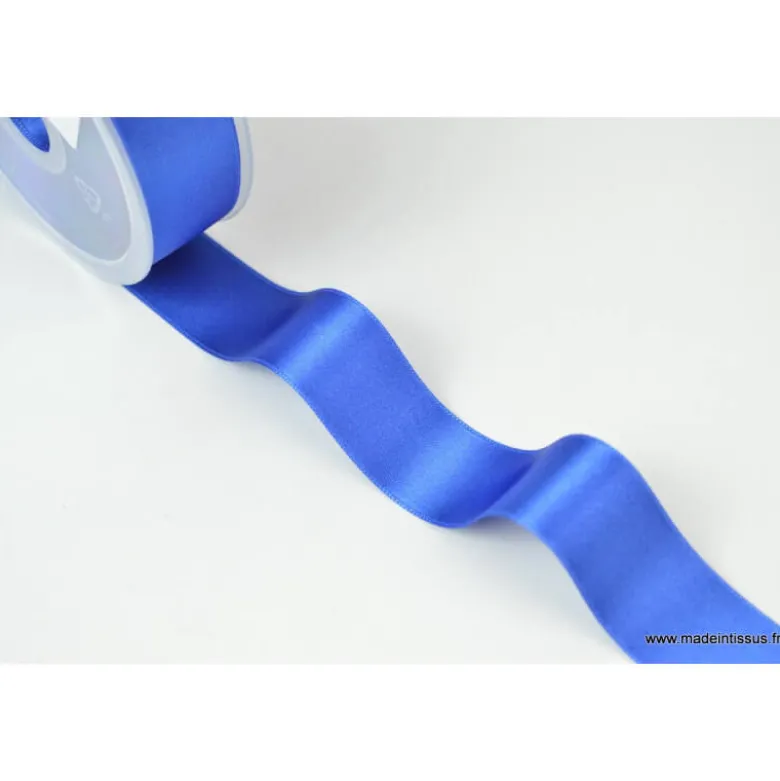 Ruban SATIN double face BLEU ROI , 25 mm, .