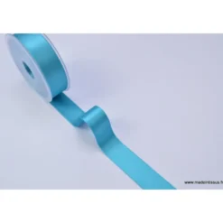 Ruban SATIN double face BLEU TURQUOISE , 25 mm