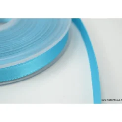 Ruban SATIN double face BLEU TURQUOISE, 10 mm, .