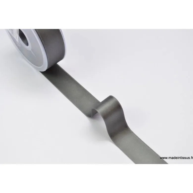 Ruban SATIN double face GRIS ANTHRACITE , 25 mm, .