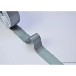 Ruban SATIN double face gris , 25 mm, .