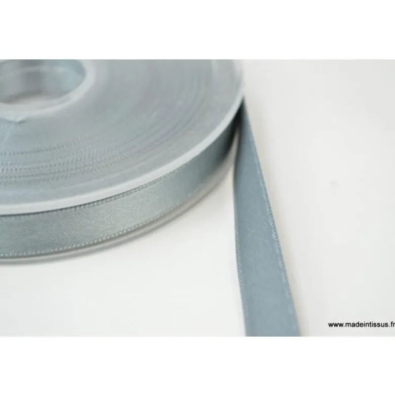 Ruban SATIN double face GRIS , 10 mm, .
